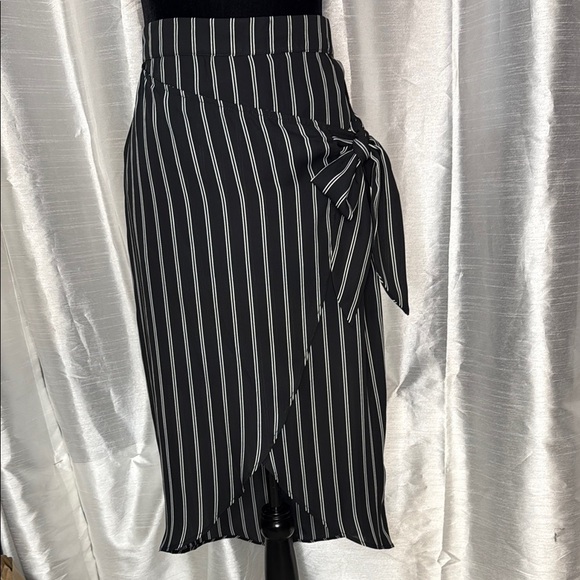 Blue Rain High Low Striped Wrap Lined Women’s M Polyester Midi Skirt Made in USA - Picture 1 of 8
